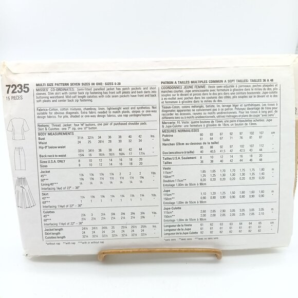 Simplicity 7235 Vintage Sewing Pattern Misses Top & Skirt Sizes 9-20 1991 - Picture 2 of 2